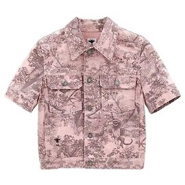 Dior Riviera Kurzarm-Twill-Denimjacke in Pink