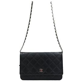 Chanel Borsa Crossbody WOC con Catena Nero Argento Lambskin