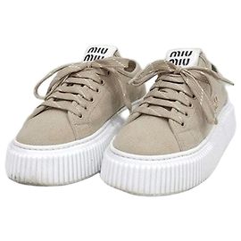 Sneakers Miu Miu Logo in denim blu