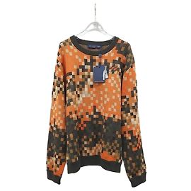 Louis Vuitton Jersey de punto jacquard camuflaje cuello redondo Orange XL