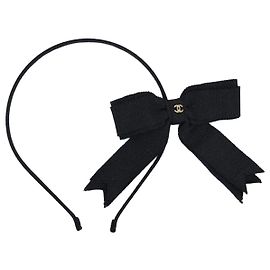 Chanel Haarband Logo Schleife Grün Leder