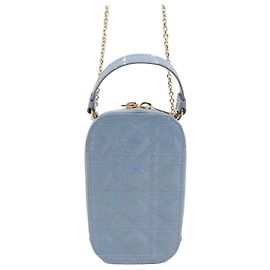 Borsa a catena porta monete e telefono Lady Dior Cloud Blue