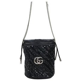 Gucci Borsa Bucket con Catena Nera di Paillettes