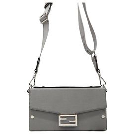 Fendi Borsa Baguette Soft Trunk in Jacquard Grigio