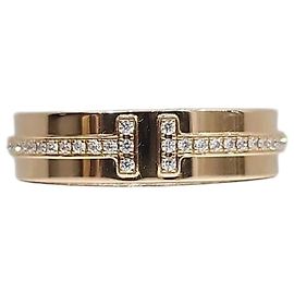 Tiffany & Co Anello sottile in oro giallo con diamanti Misura