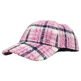 Chanel Karo-Tweed-Kappe Pink Multicolor