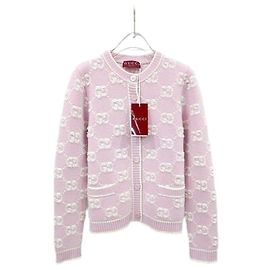 Gucci Woll-Bouclé-Jacquard-Cardigan Hellrosa