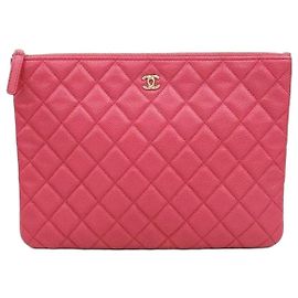 Chanel Pink Classic Caviar Clutch Medium Series