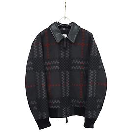 Burberry Giacca in pelle e misto lana Pixel Check