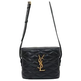 Autre Marque Borsa Box in Pelle di Agnello Matelassé Nero e Oro Borsa a Tracolla