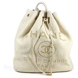 Chanel Deauville Zaino Tweed e Pelle Beige