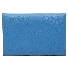 Tarjetero Hermès Calvi en Epsom Azul