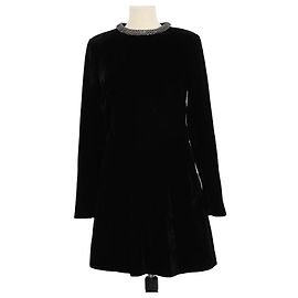 Autre Marque Vestido mini de manga larga de terciopelo negro con tachuelas y adornos Saint Laurent