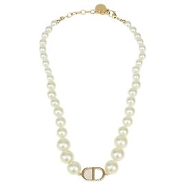 Collana corta 30 Montaigne Christian Dior in oro e perle finte bianche