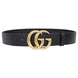 Cintura larga Gucci GG Marmont in pelle nera