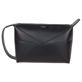 Necessaire Puzzle Fold in pelle nera Loewe