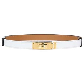 Hermès Hermes Kelly 18 verstellbarer Gürtel aus weißem Epsom-Leder