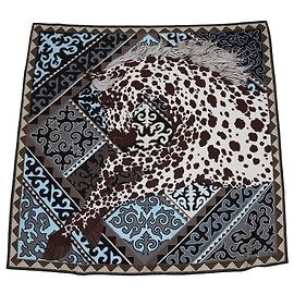 Hermès Hermes Multicolor Silk Appaloosa des Steppes Schal 90