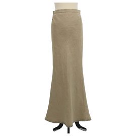 Autre Marque Max Mara Sfilata Gonna Maxi Gabbia in Lino Beige