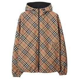 Burberry Reversible Nova Check and Black Hooded Windbreaker Jacket