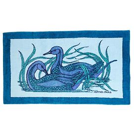 Hermès Telo bagno Mare aux Canards Blu Verde 1980