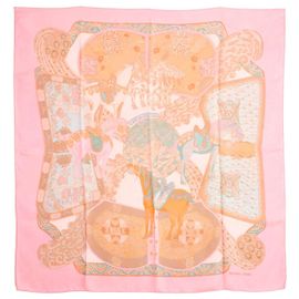 Hermès Carré 90 Pañuelo de Seda Art des Steppes Rosa