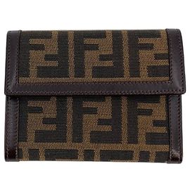 Fendi Cartera Vintage Tobacco Zucca de lona y cuero