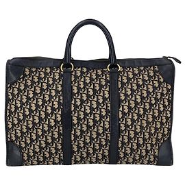 Dior Vintage Navy Trotter Boston Reisetasche aus Canvas mit Lederbesatz