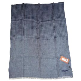 Missoni Sciarpa in Lana e Modal Grigia con Motivo a Quadri
