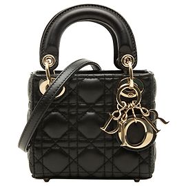 Dior Black Micro Lambskin Cannage Lady Dior