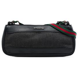 Borsa a tracolla Gucci in denim nero con banda Web