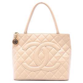 Borsa Tote Chanel Beige Caviar Medallion
