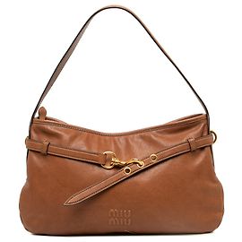 Borsa a tracolla Miu Miu Aventure Large in nappa marrone