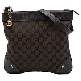 Borsa a tracolla Gucci Brown GG Canvas Nailhead