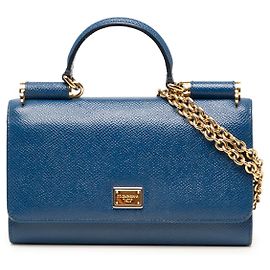 Dolce & Gabbana Portafoglio con catena Miss Sicily Von in vitello Dauphine blu