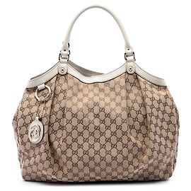Borsa Tote Gucci Sukey Large in canvas GG beige