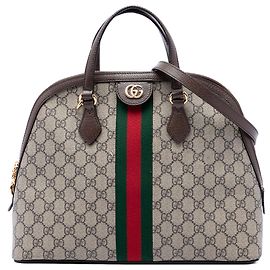 Bolsa Satchel Gucci Beige Medium GG Supreme Ophidia Web
