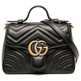 Borsa a mano Gucci Mini GG Marmont Matelassé in pelle di vitello nera