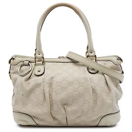 Borsa Gucci White Guccissima Sukey Satchel