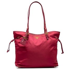 Tote Prada in Tessuto con rifiniture in Saffiano rosa