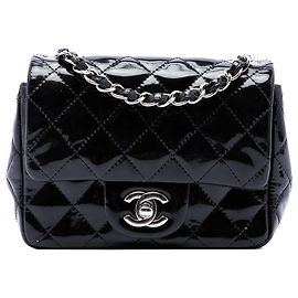 Chanel Black Mini Square Classic Patent Single Flap