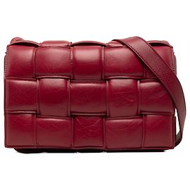 Bottega Veneta Borsa a tracolla Cassette imbottita in Nappa Intrecciato rossa