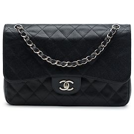 Chanel Black Jumbo Classic Caviar Double Flap