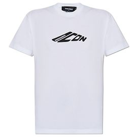 Camiseta blanca de algodón con logotipo Icon Dsquared2