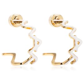 Orecchini Marni Logo oro e smalto bianco