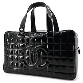 Chanel Sac Tote Boston Patent Chocolate Bar