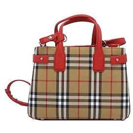 Burberry Bolso Tote Pequeño Banner con Ribetes Rojos