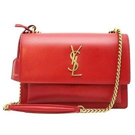 Autre Marque Bolso de hombro Sunset Medium de piel de becerro roja con cadena dorada