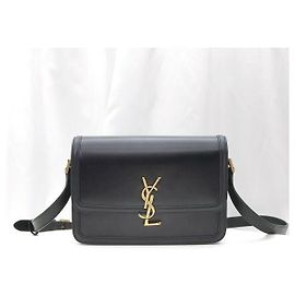 Autre Marque Borsa a Tracolla Satchel Golden Solferino in Pelle di Vitello Nera Medium