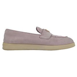 Prada Mocassini in camoscio da donna con logo triangolare Alabaster Pink